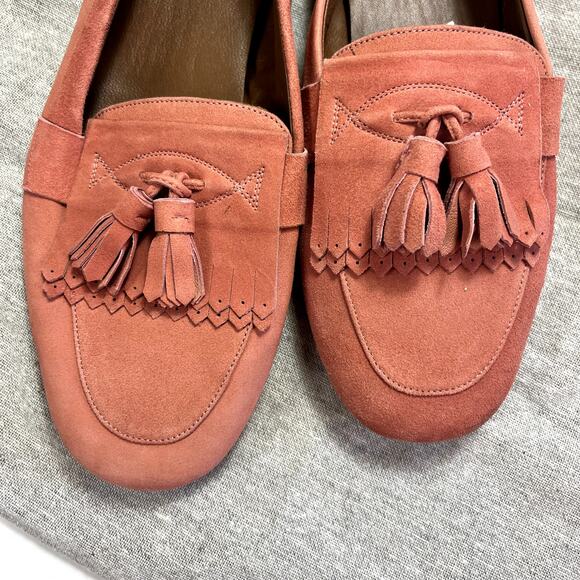 Aquatalia Size 7 Pink Suede Driving Loafers Tassle‎ Italy Dustbag Weatherproof - Picture 14 of 14